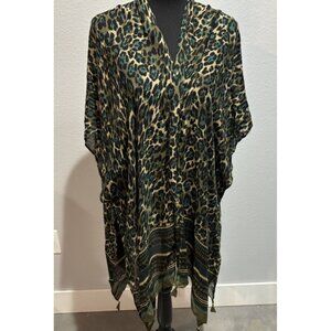 Established 1946 Green Leopard Kimono One Size